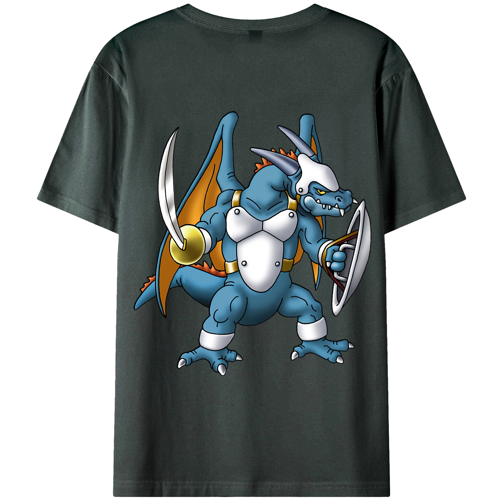 （画像用） ドラゴンクエスト Doragon Kuesuto Dragon Quest 綿100％ メンズ半袖Tシャツ（バックプリント） 通気性
